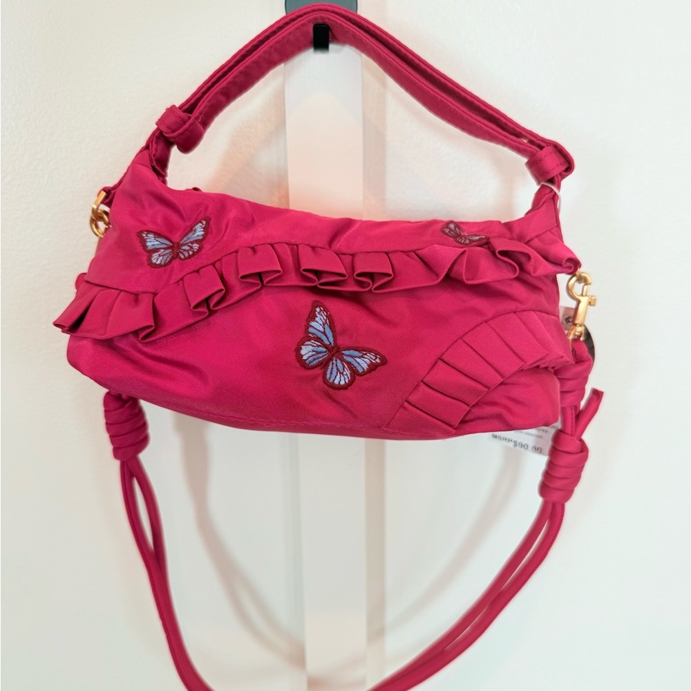 NWT Vera Bradley Wicked Roxbury Crescent Crosbody Ruffled Butterfly Shoulder Bag